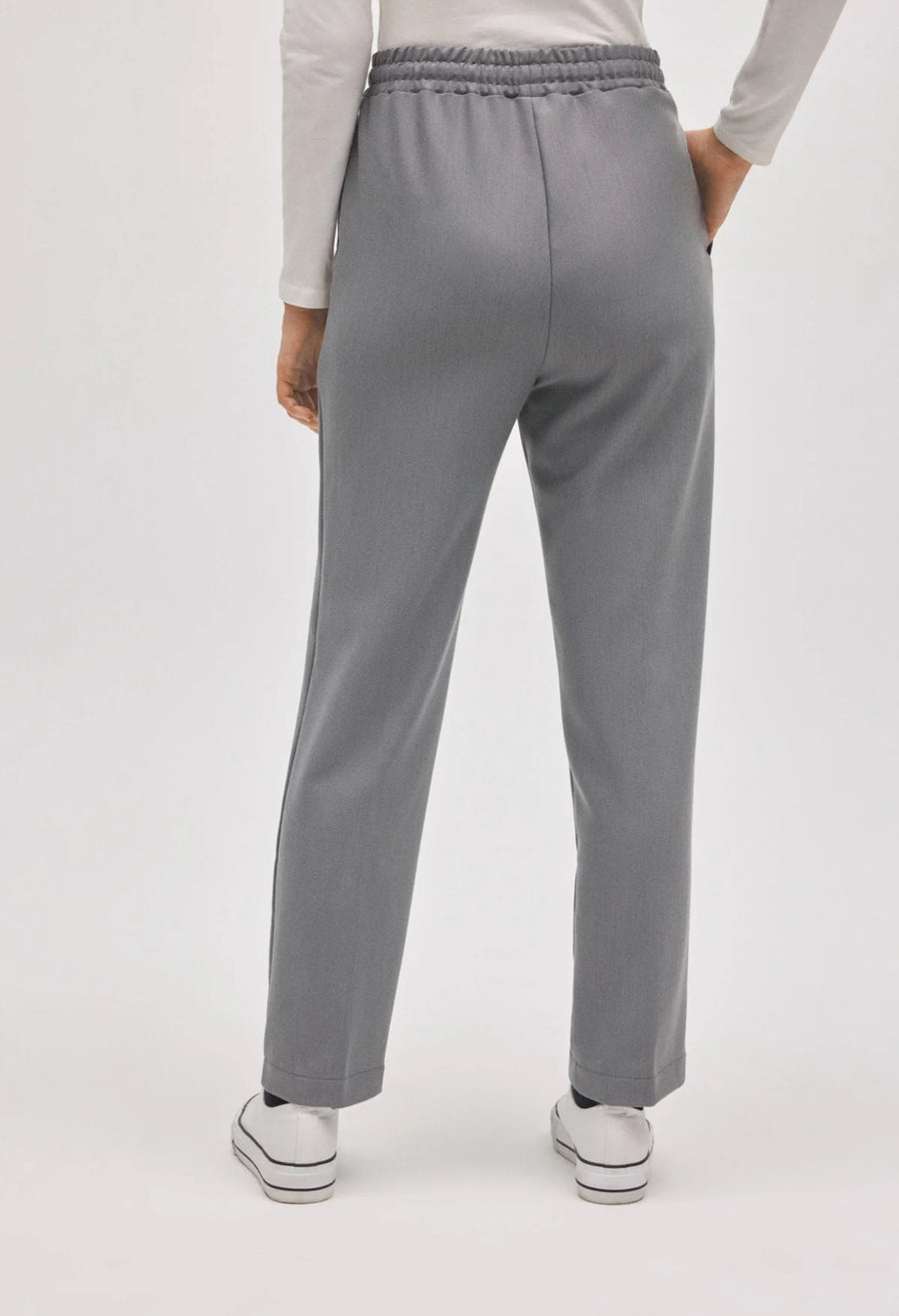Pantaloni dritti grigi con vita regolabile
