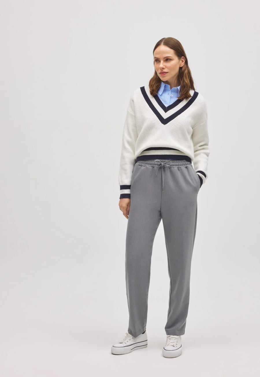 Pantaloni dritti grigi con vita regolabile