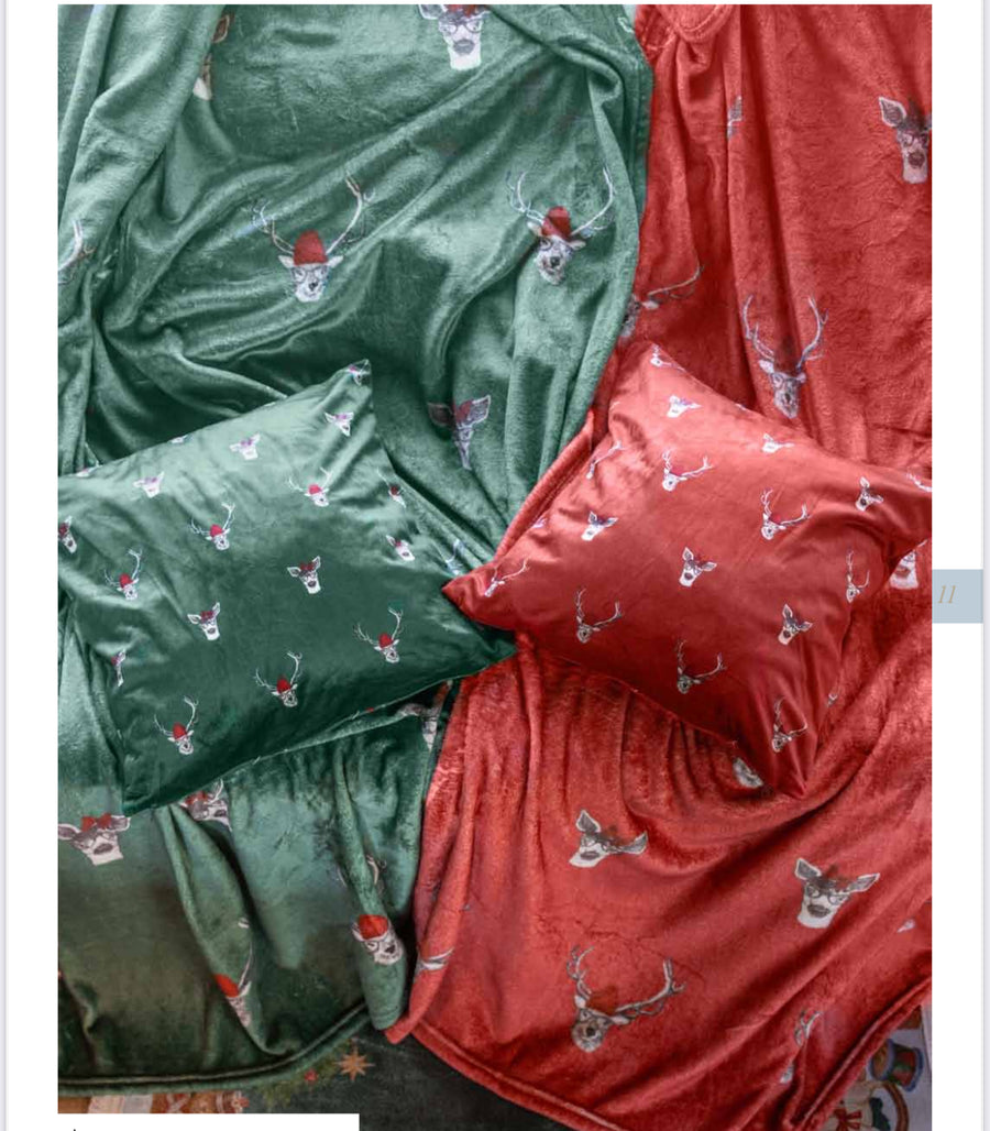 Plaid & cuscino Mr&Miss Deer