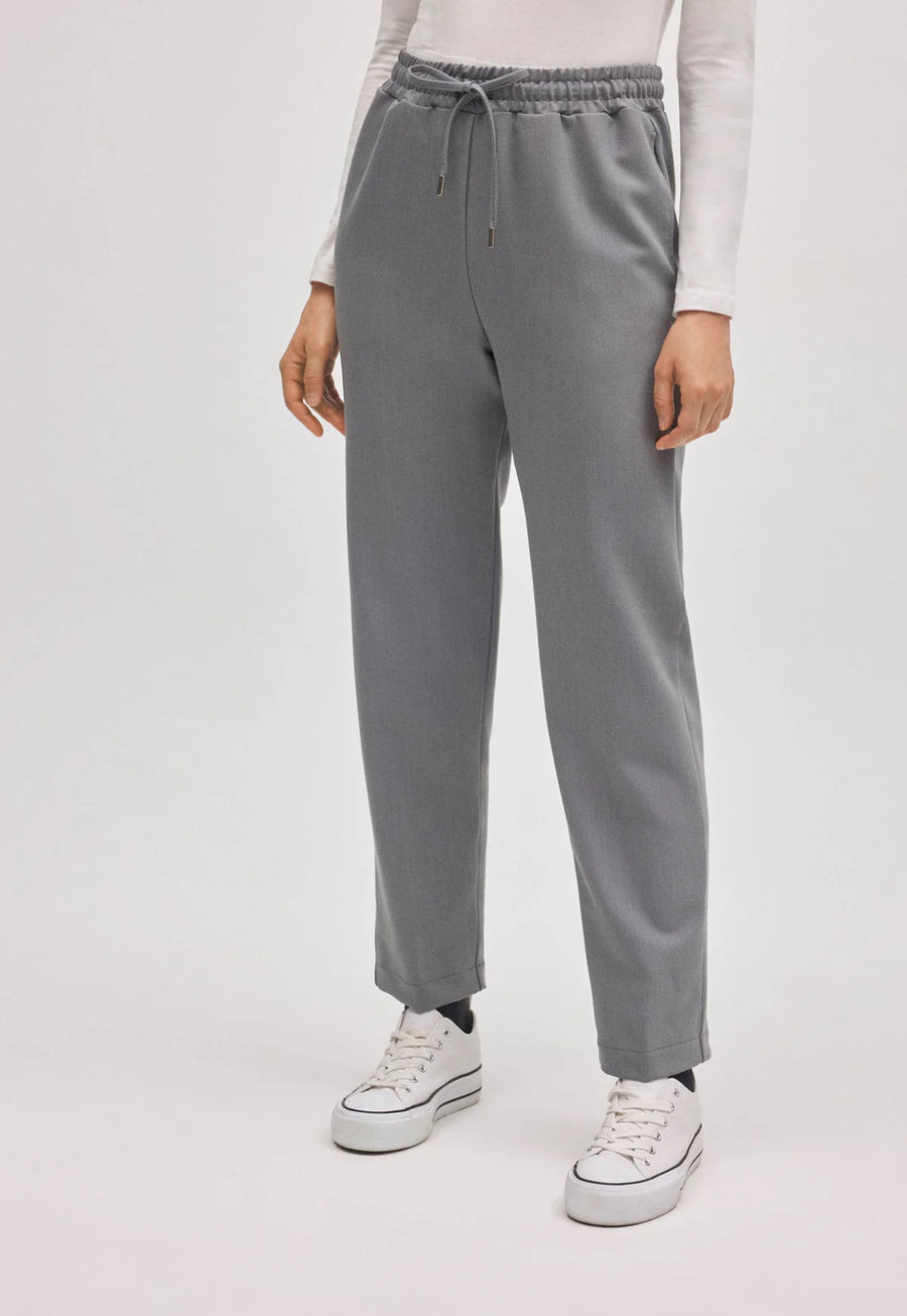 Pantaloni dritti grigi con vita regolabile